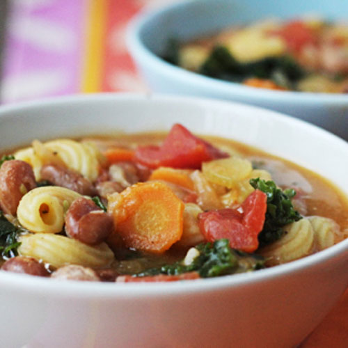 Vegan Pasta And Bean Soup with Kale