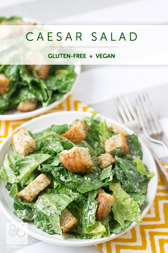 Caesar Salad with Homemade Croutons #vegan #glutenfree #salad 86lemons.com