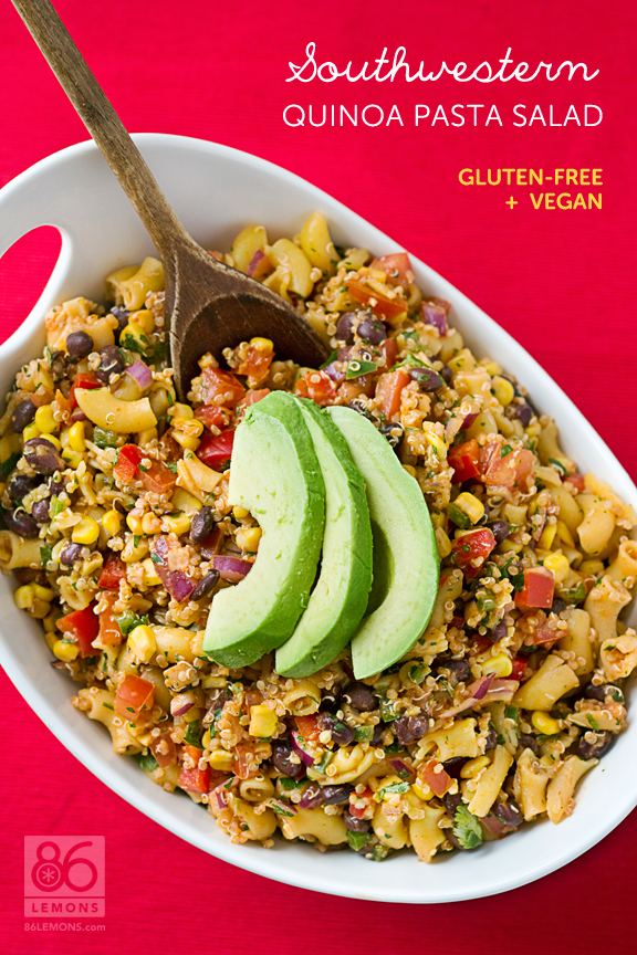 Southwestern Quinoa Pasta Salad #vegan #glutenfree 86lemons.com