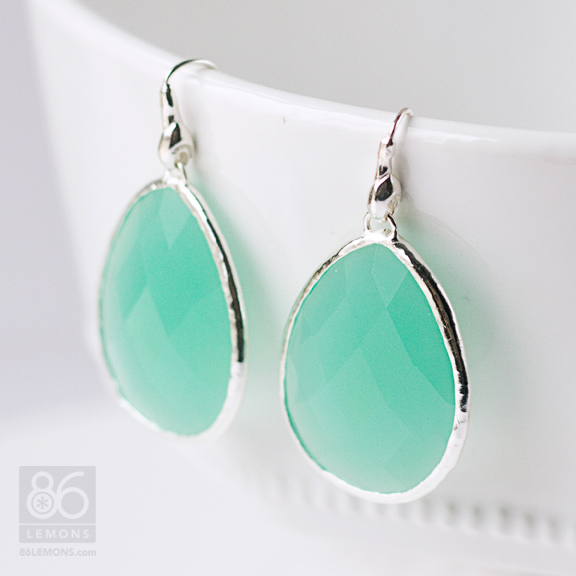 Hand-cut Aqua Glass Earrings from Stella & Dot  86lemons.com #accessories #jewelry #earrings #aqua #mint
