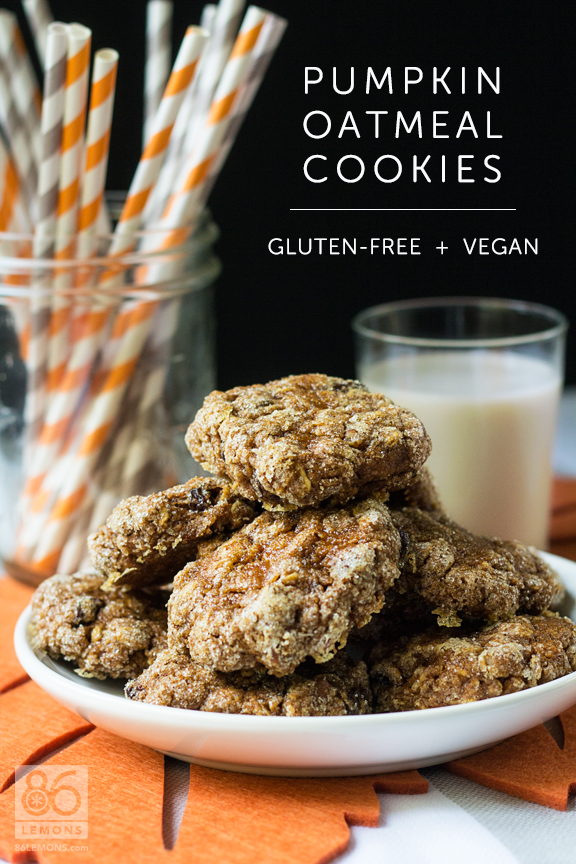 Pumpkin Oatmeal Cookies #vegan #cookie #glutenfree #recipe #dessert #snack