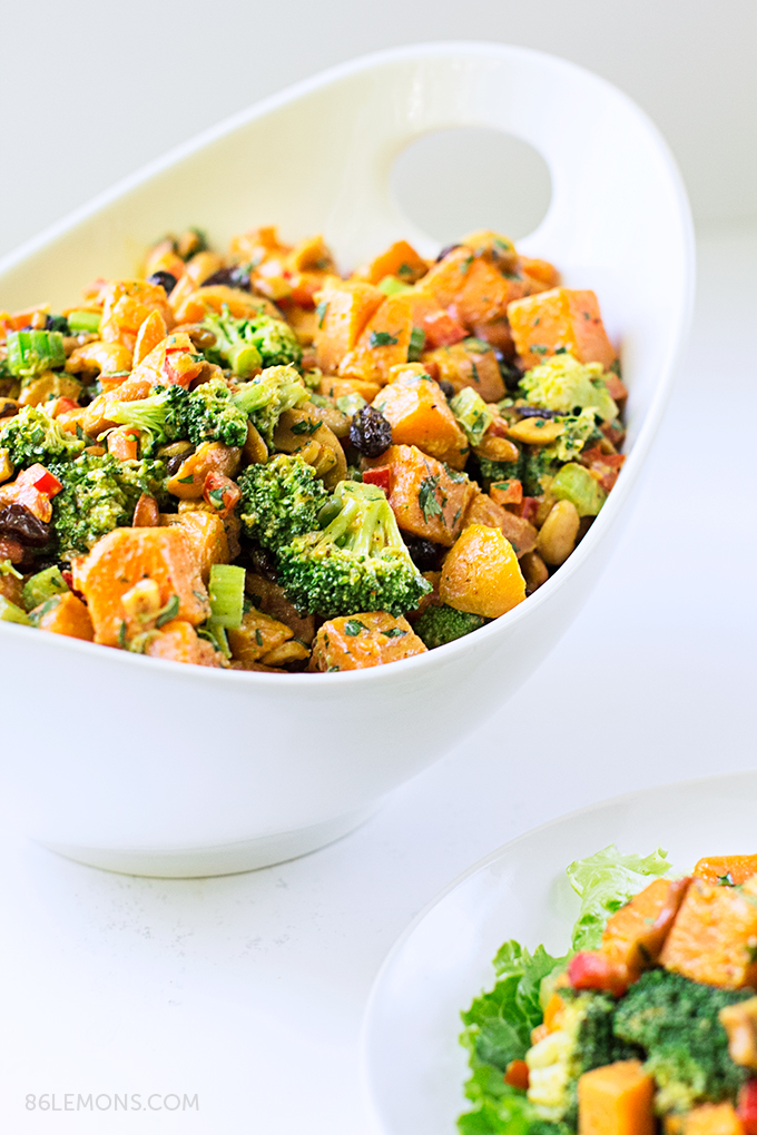 Curry Sweet Potato Salad with Broccoli and Cashews #vegan #gluten free (08)