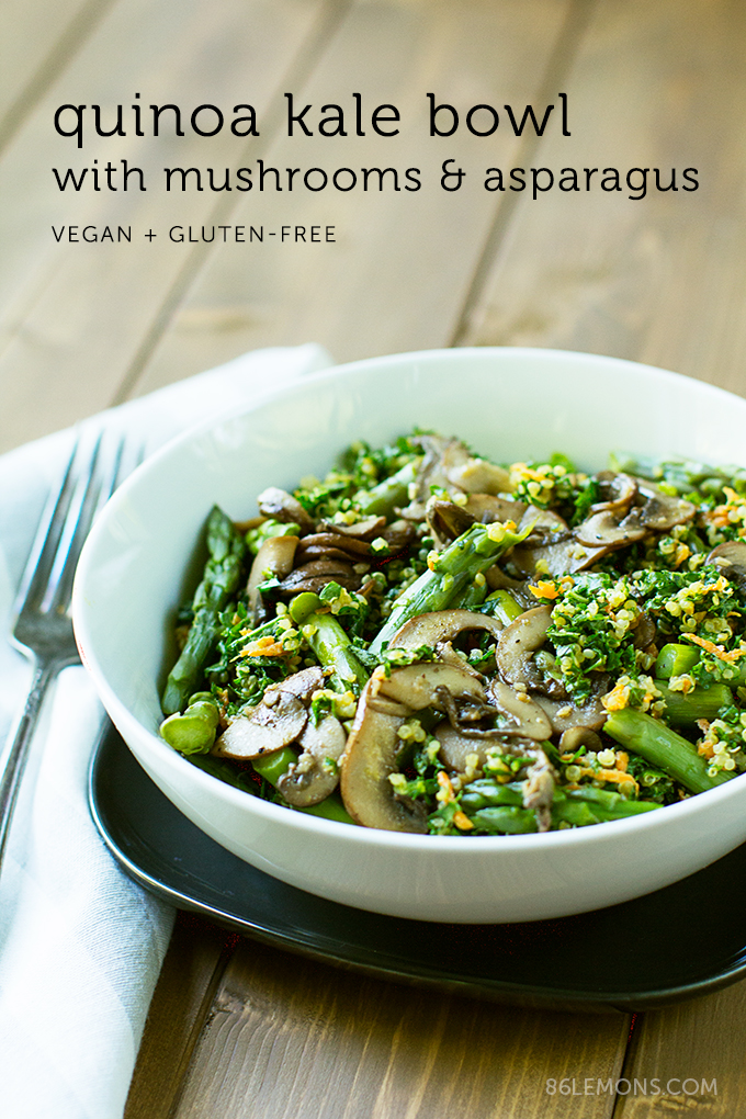 Quinoa Kale Bowl with Mushrooms and Asparagus (vegan, gluten-free) 09