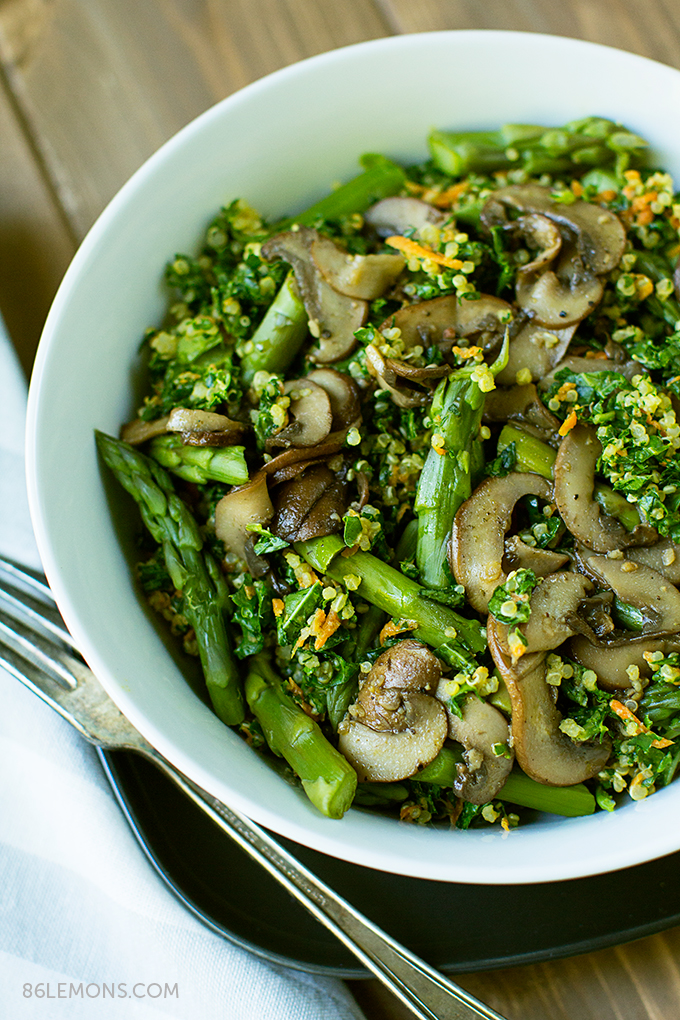 Quinoa Kale Bowl with Mushrooms and Asparagus (vegan, gluten-free) 10