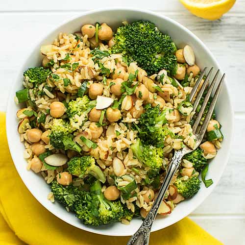 Vegan Broccoli and Chickpea Rice Bowl