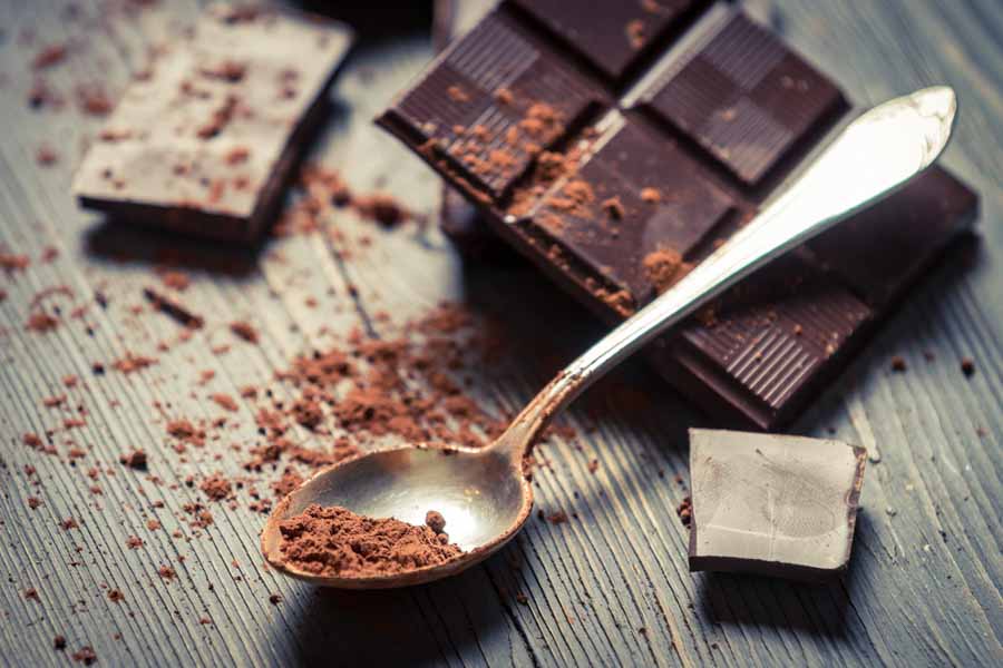 Vegan Dark Chocolate with Cacao on Spoon