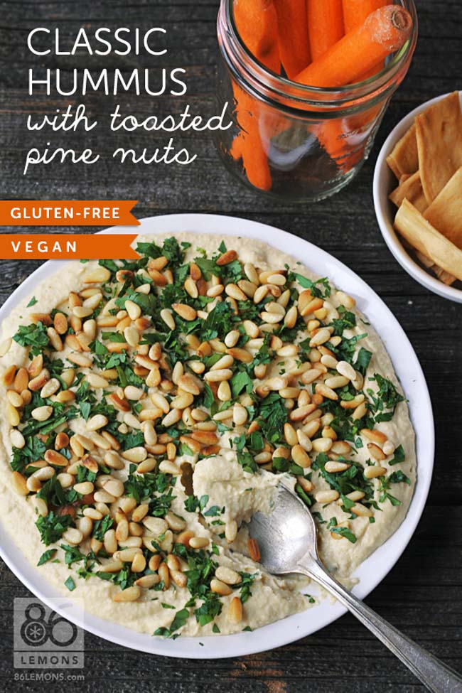 Vegan Classic Hummus with Toasted Pine Nuts Gluten-Free