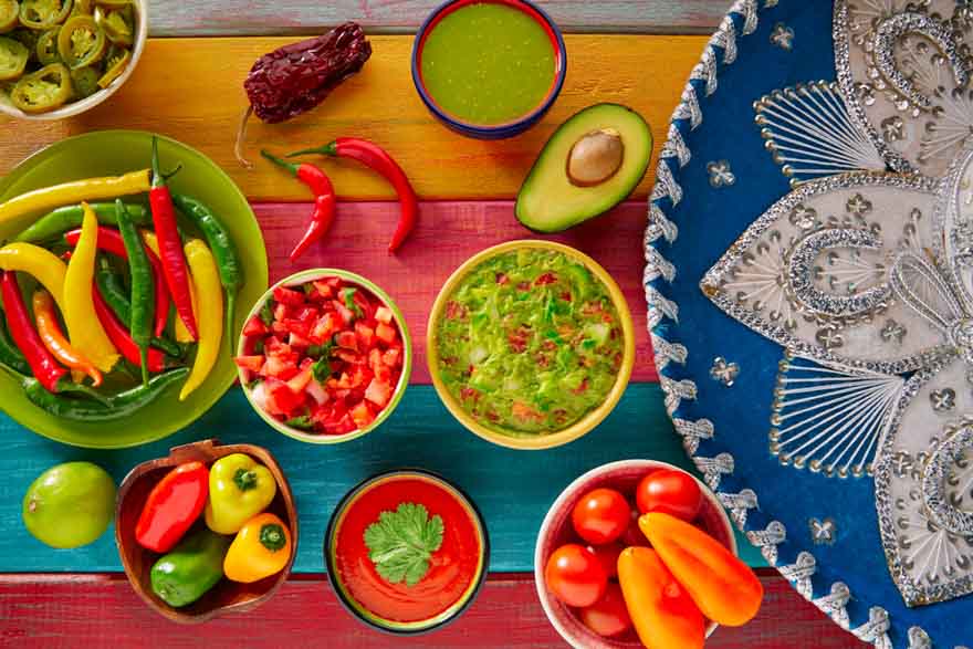 Guacamole Ingredients Spread Out On Table