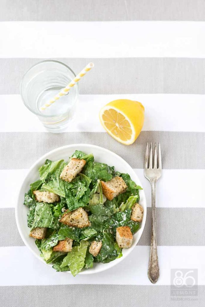 Vegan Caesar Salad with Homemade Croutons Gluten-free