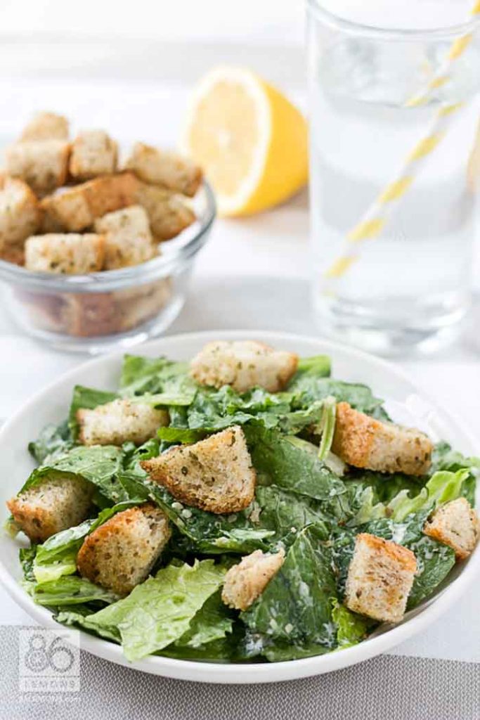 Vegan Caesar Salad with Homemade Croutons Gluten-free