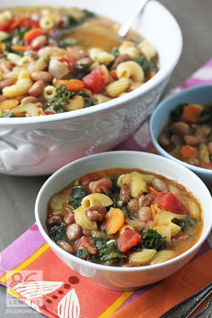 Vegan Pasta & Bean Soup with Kale Gluten-free