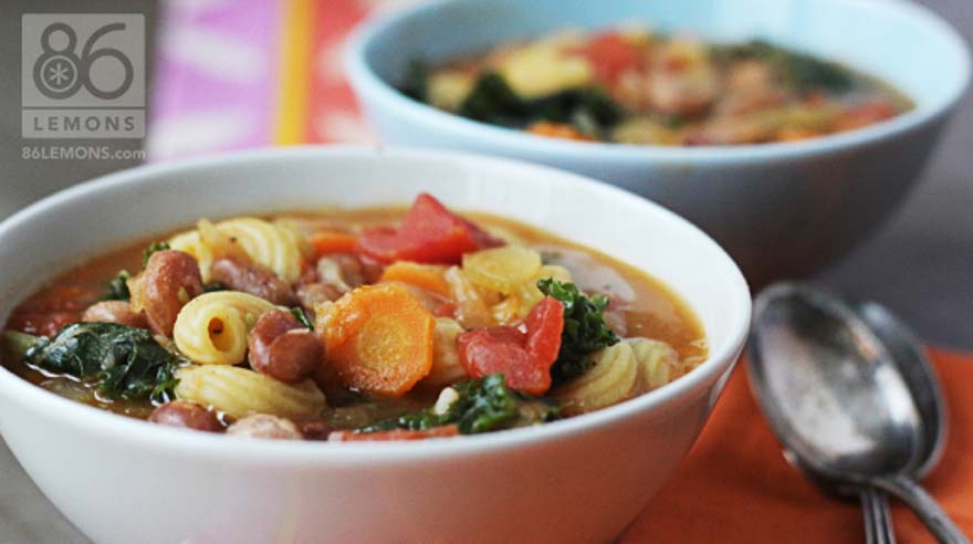 Vegan Pasta & Bean Soup with Kale Gluten-free