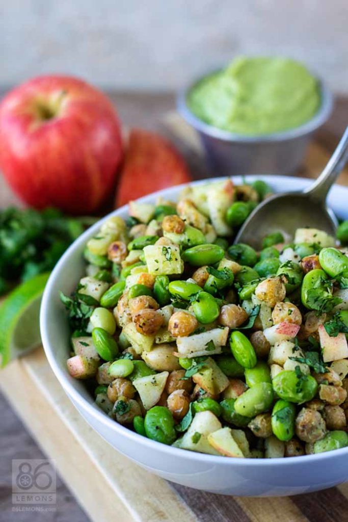 Virtual Vegan Potluck: Vegan Edamame-Chickpea Power Salad with Avocado-Lime Dressing Gluten-free