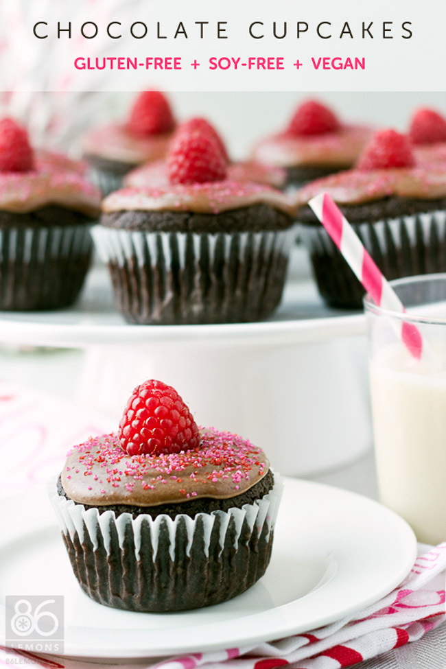 Vegan Frosted Chocolate Cupcakes (Gluten-Free)