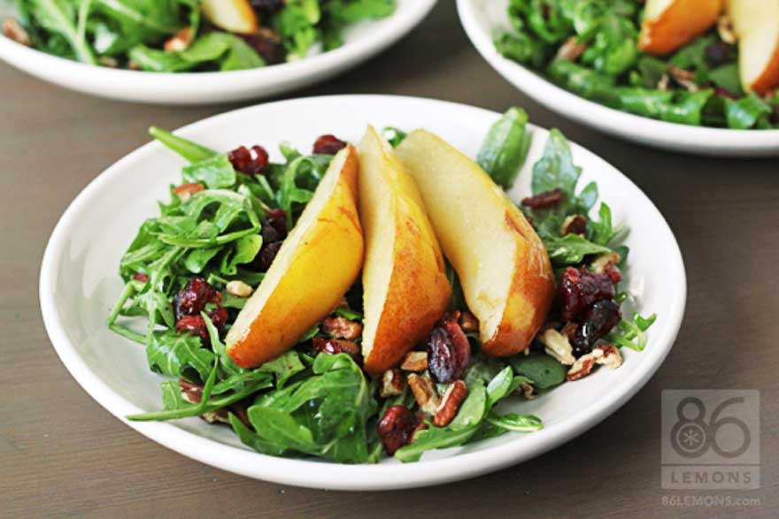 Vegan Roasted Pear and Arugula Salad Gluten-free