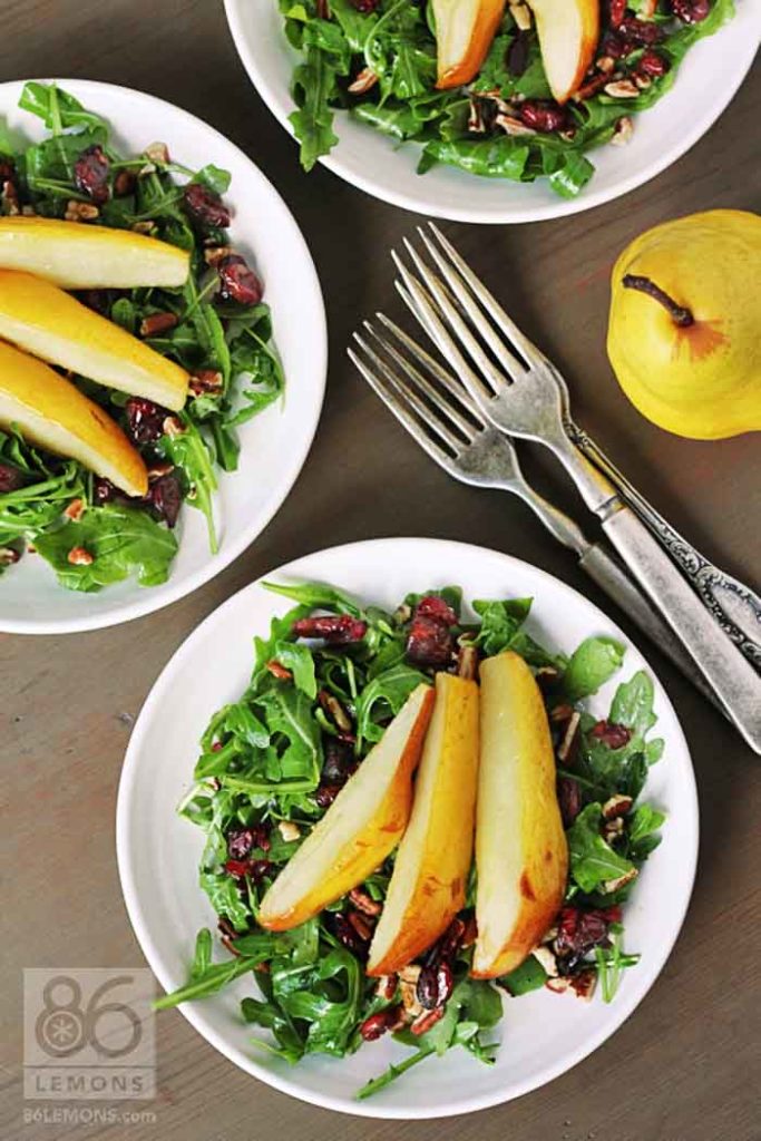 Vegan Roasted Pear and Arugula Salad Gluten-free