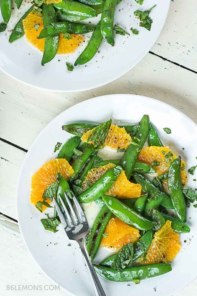 Vegan Sugar Snap Peas with Mint and Warm Coconut Dressing Gluten-free