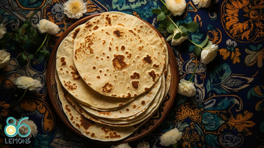 Dairy free tortillas laying on a floral patterned table
