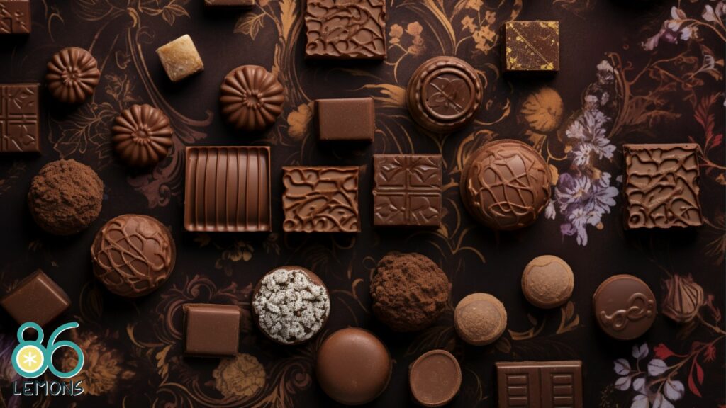 various chocolates laid on a table