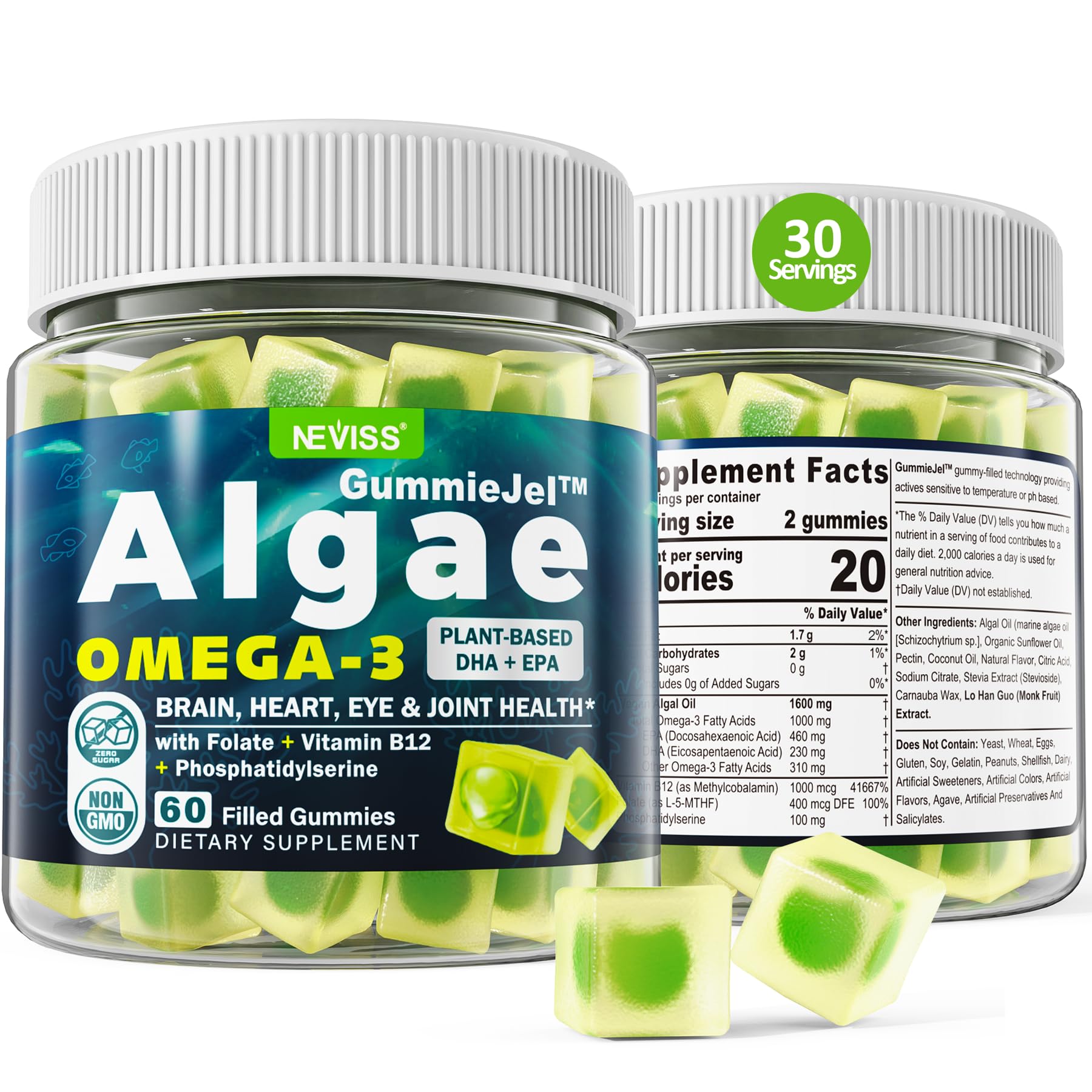 NEVISS Sugar Free Algae Omega 3 Gummies